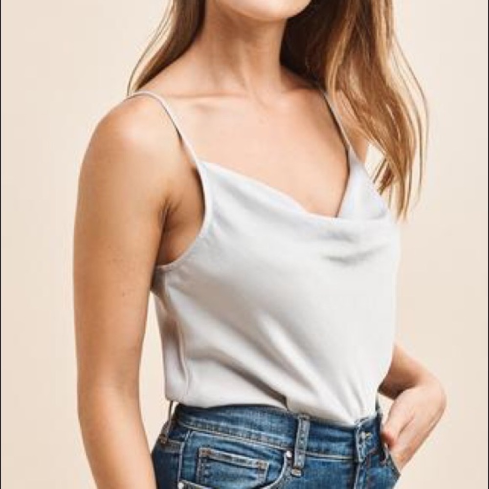 Silver backless Cowl Strappy Bodysuit Abercrombie